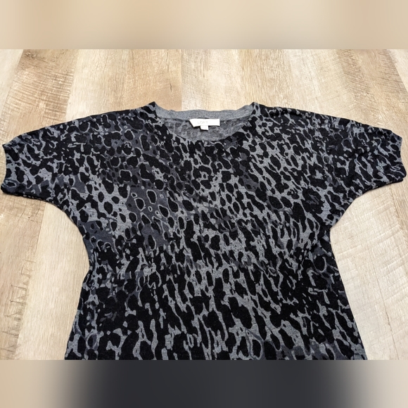 Loft Ann Taylor 100% Wool Black and Gray Leopard Print Fitted Dress Size Small - Picture 7 of 7